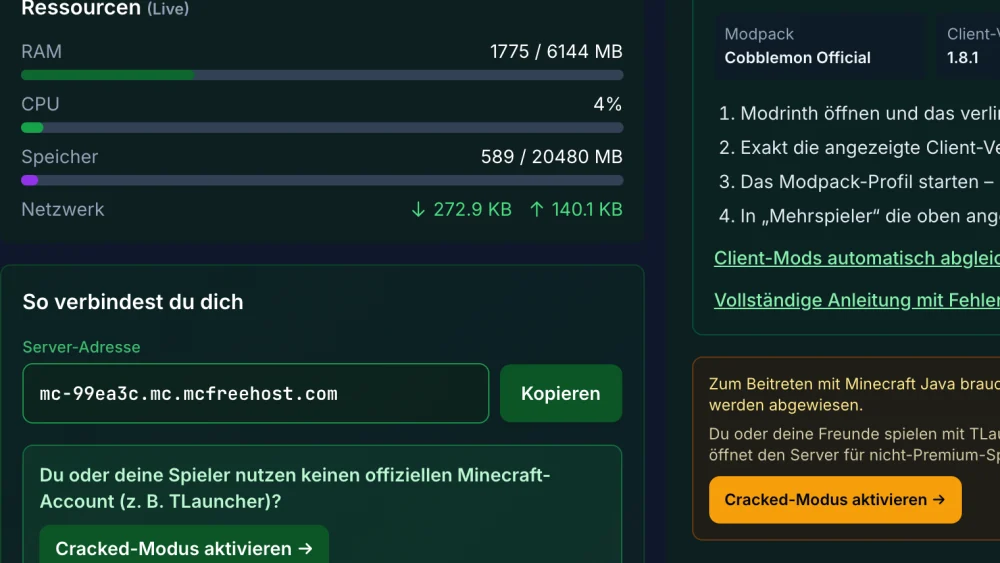 Resource display of a Cobblemon test instance from September 23, 2026; the panel label is a historical example