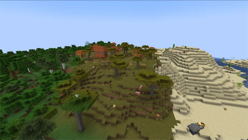 Historical Cobblemon landscape with wild creatures at a density setting of 1.0