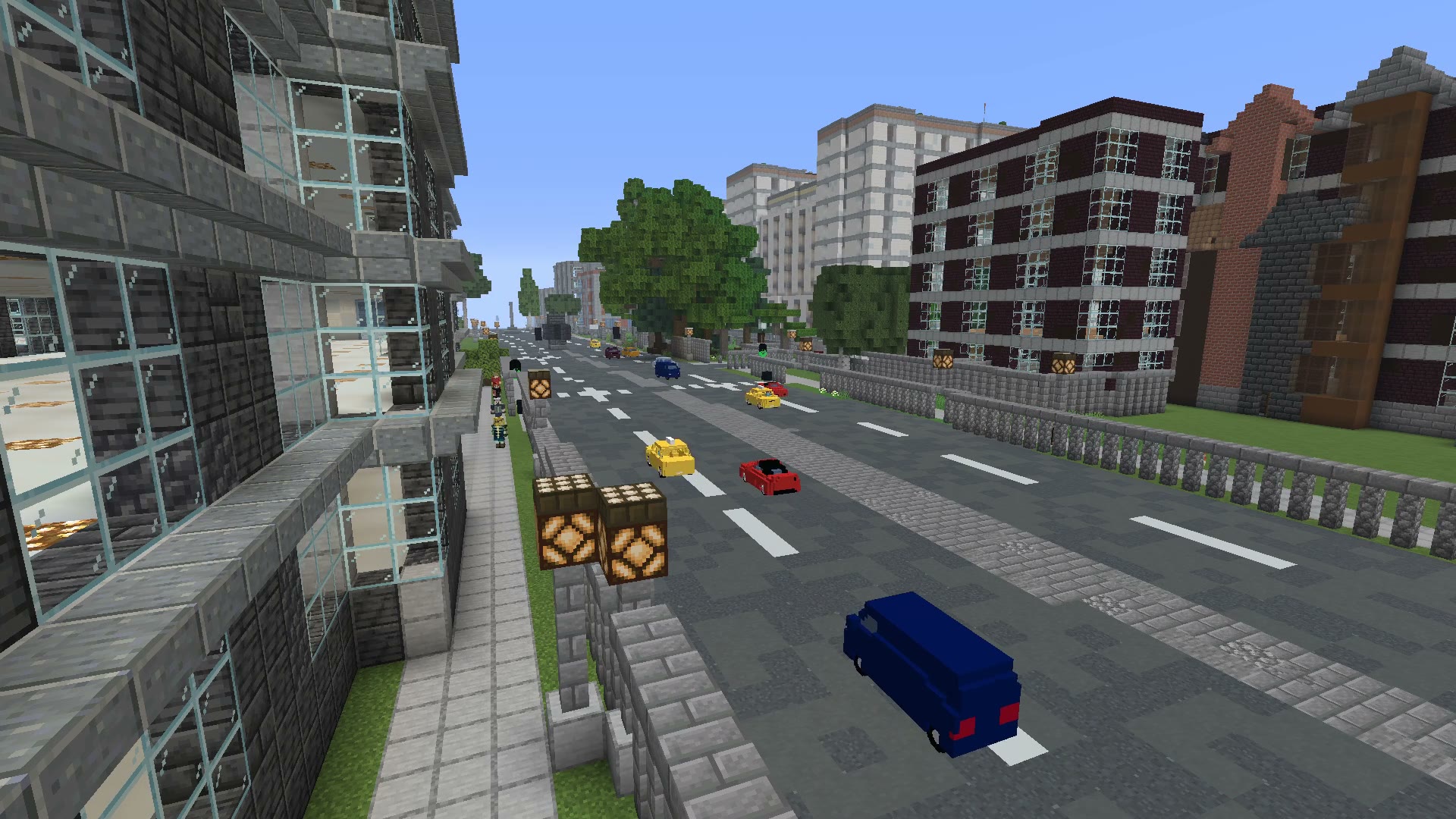 Custom prepared London scene with additional vehicles, lamps and pedestrians