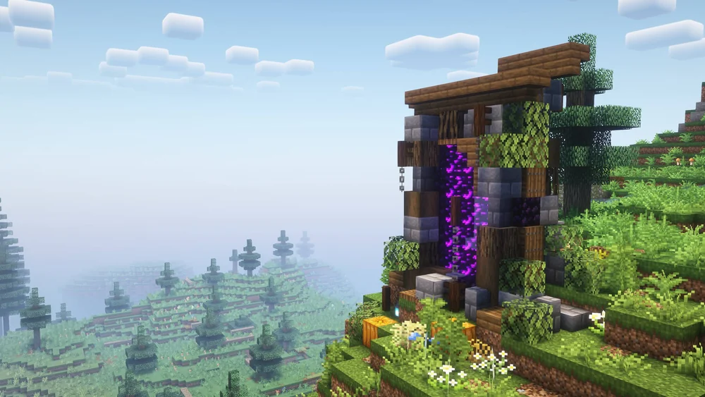 Ruin with Nether portal under vines