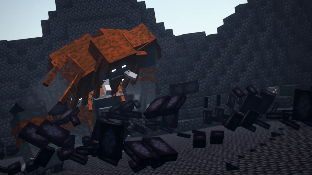 A fire giant winds up for a strike