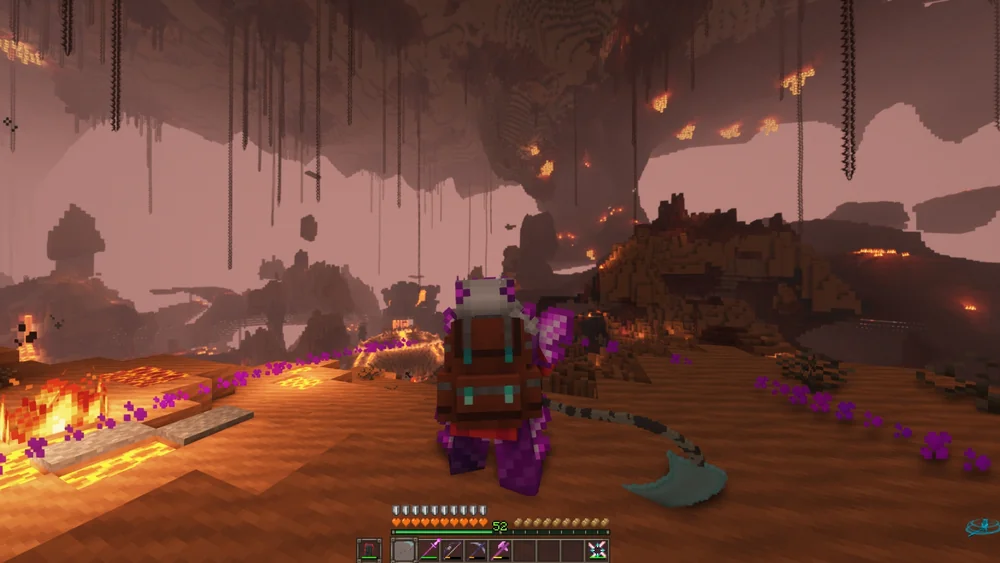 Skirmish in the Nether among lava streams