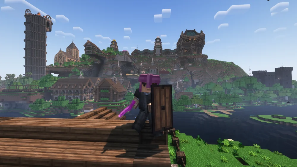 Settlement in front of a ruined castle