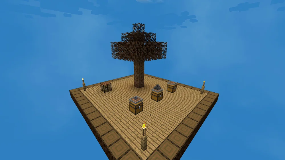 First building island with bonsai pots